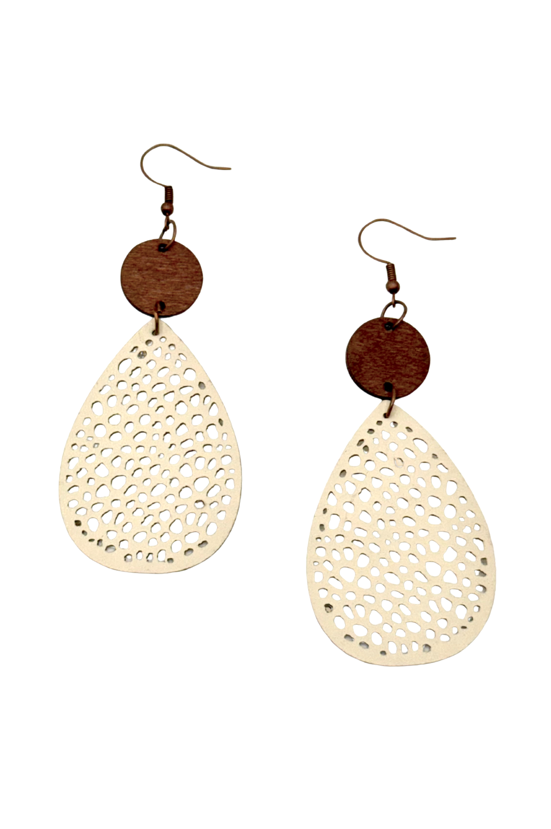 Natural Charm Earrings – Cream & Brown