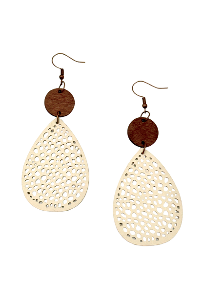 Natural Charm Earrings – Cream & Brown