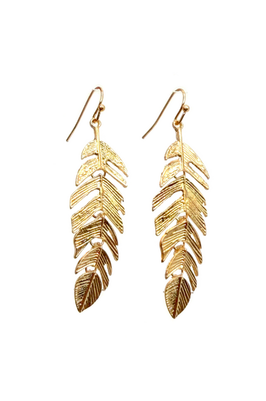 Feathers In The Wind Earrings – Gold