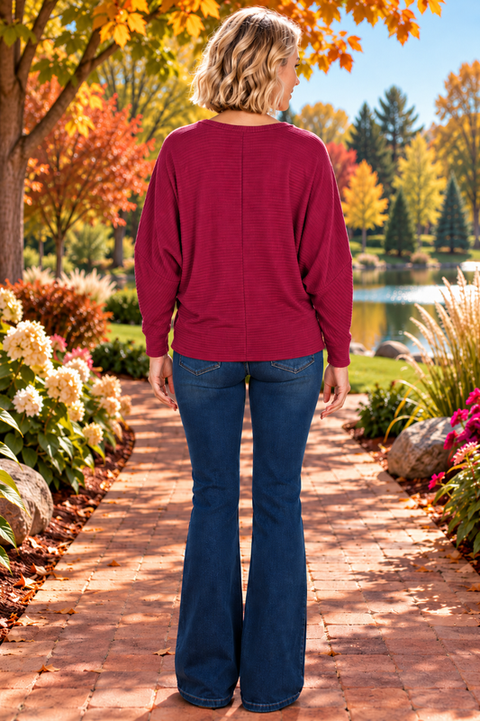 Hometown Beauty Dolman Top - Cabernet