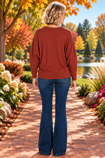 Hometown Beauty Dolman Top - Rust