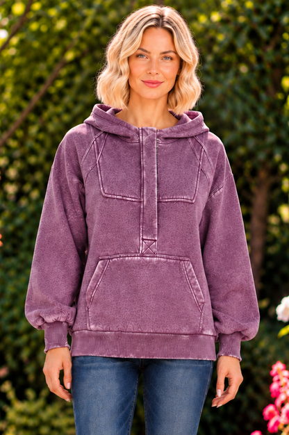 Let's Fall In Love Hoodie - Eggplant
