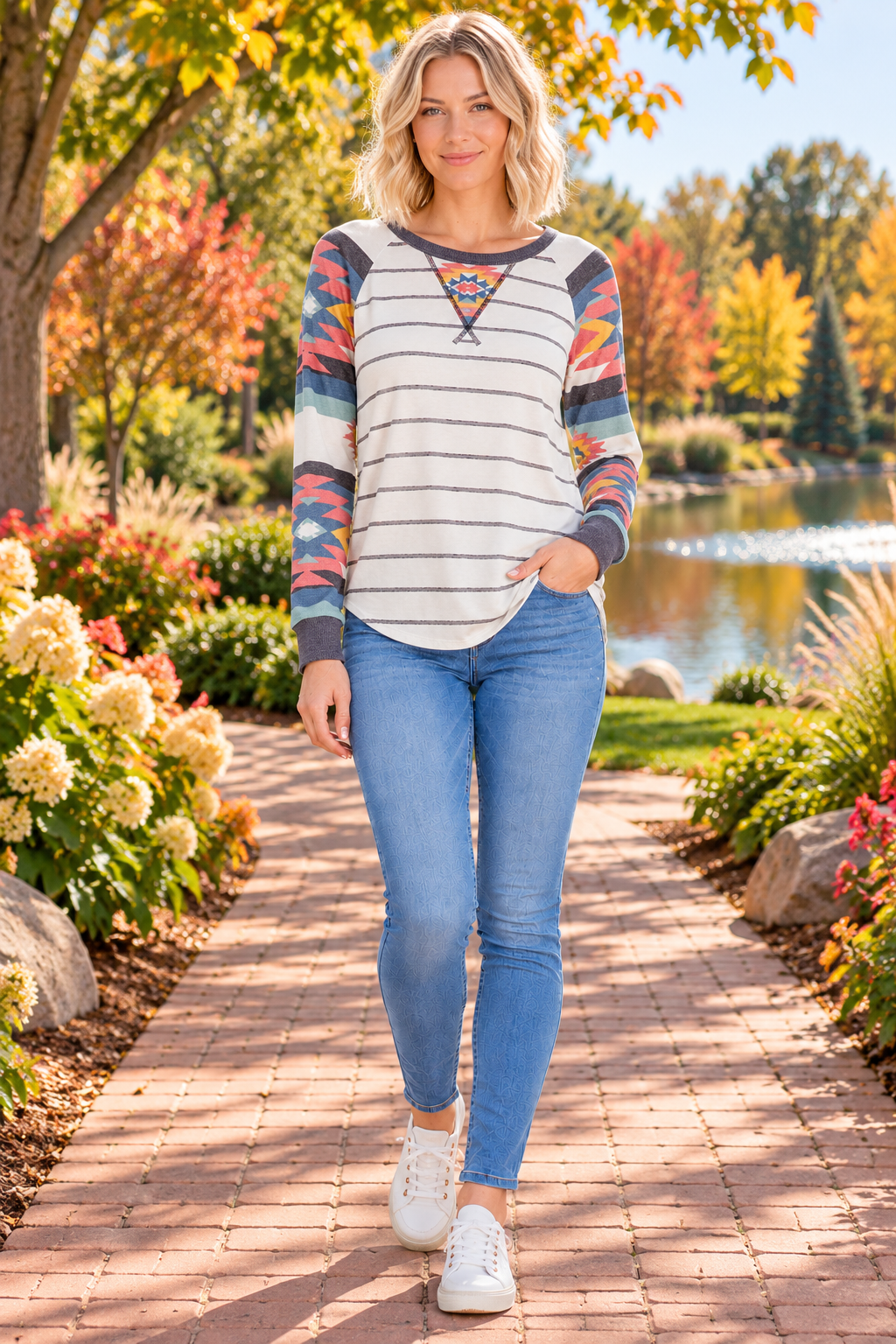 Natural Beauty Southwest Top - H. Gray