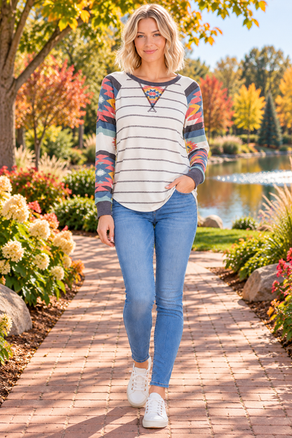 Natural Beauty Southwest Top - H. Gray