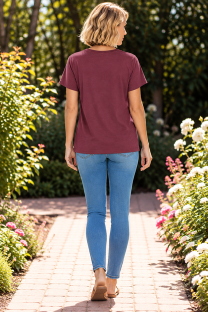 Simple Days Boyfriend Tee - Dark Burgundy