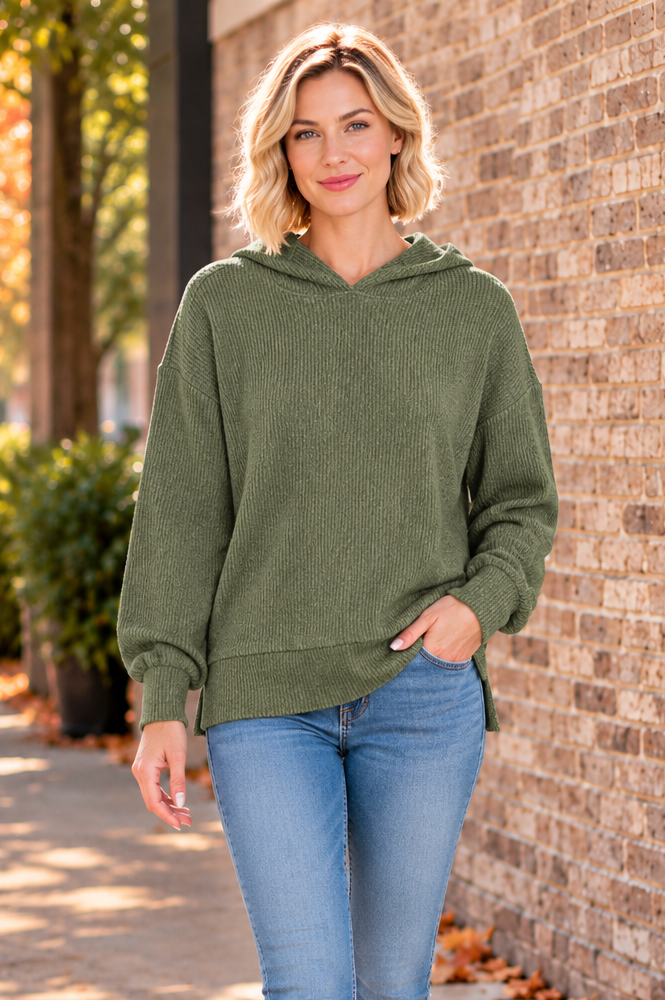 Soft Spot Hooded Top – Olive
