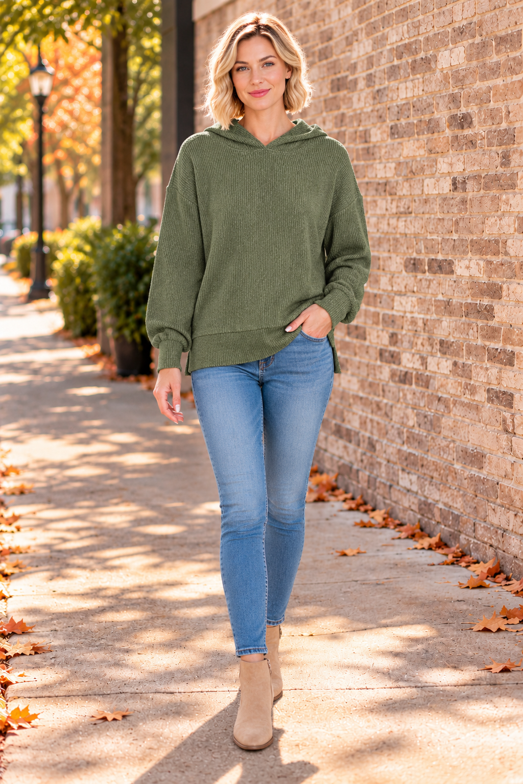 Soft Spot Hooded Top – Olive