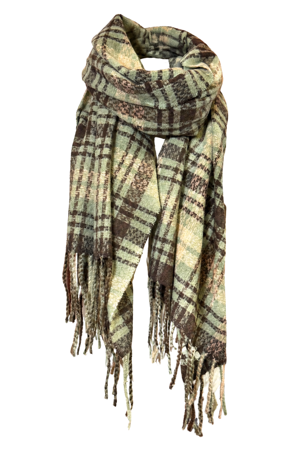 Wrapped Up In You Plaid Scarf – Green