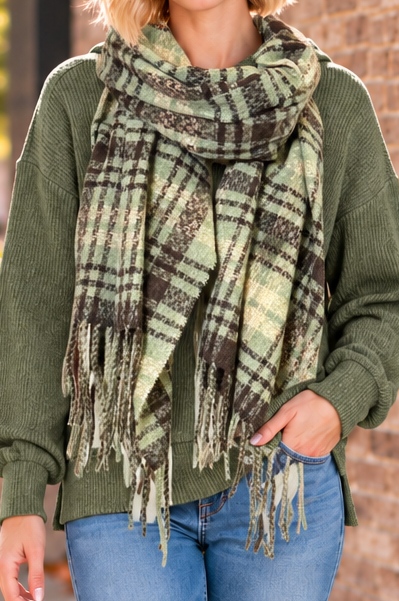 Wrapped Up In You Plaid Scarf – Green