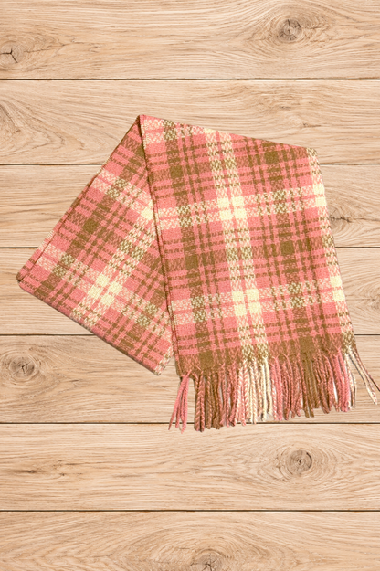 Wrapped Up In You Plaid Scarf – Pink